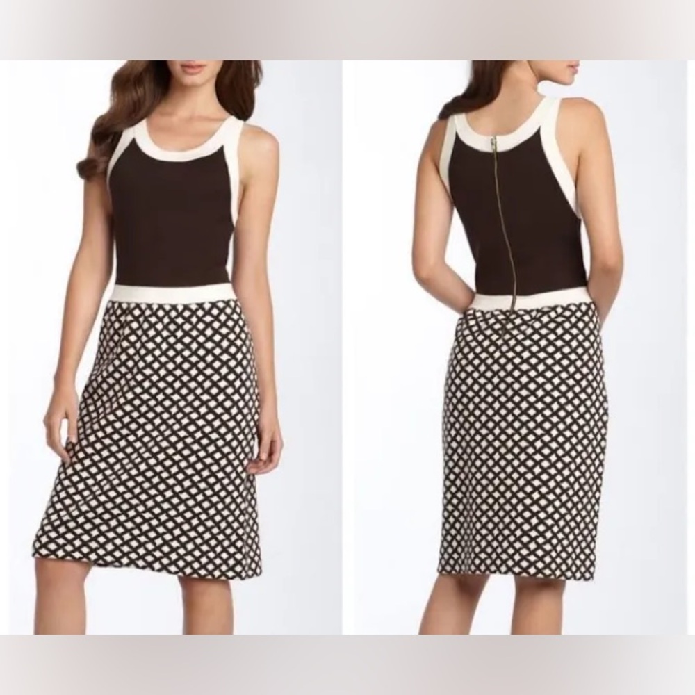 Kate Spade Bari brown and off white sweater dress